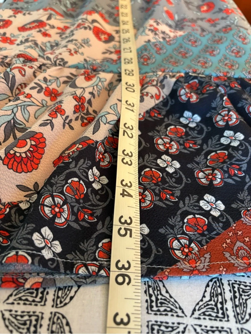 BOHO Printed Patchwork Smocked Waist Maxi Skirt size M - Picture 10 of 11